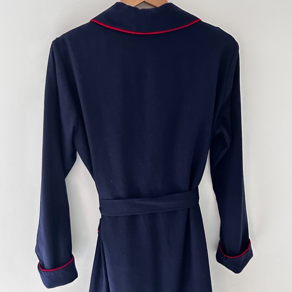 Vintage Pendleton Men's Flannel Robe - Navy with Red Trim - Small - Flaws - Picture 6 of 16